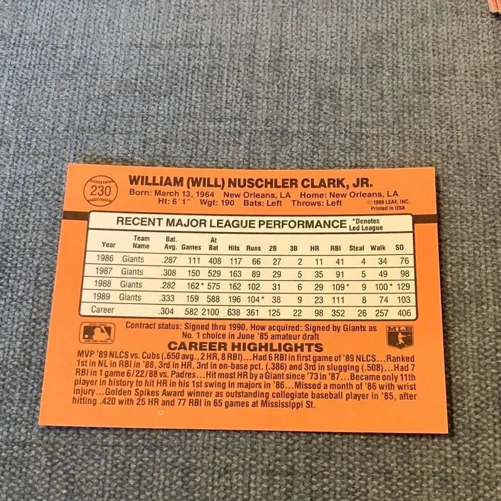 1990 Donruss San Francisco Giants Baseball Card Trading Card